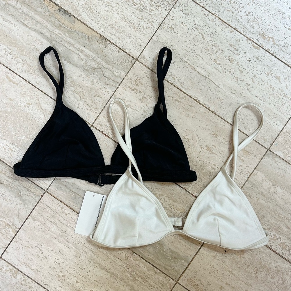 American Apparel Triangle Swim Bikini Top (Medium) - White